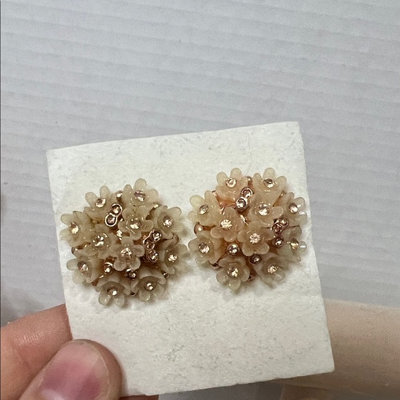 Accessories - Delicate Nude Floral Cluster Stud Earrings